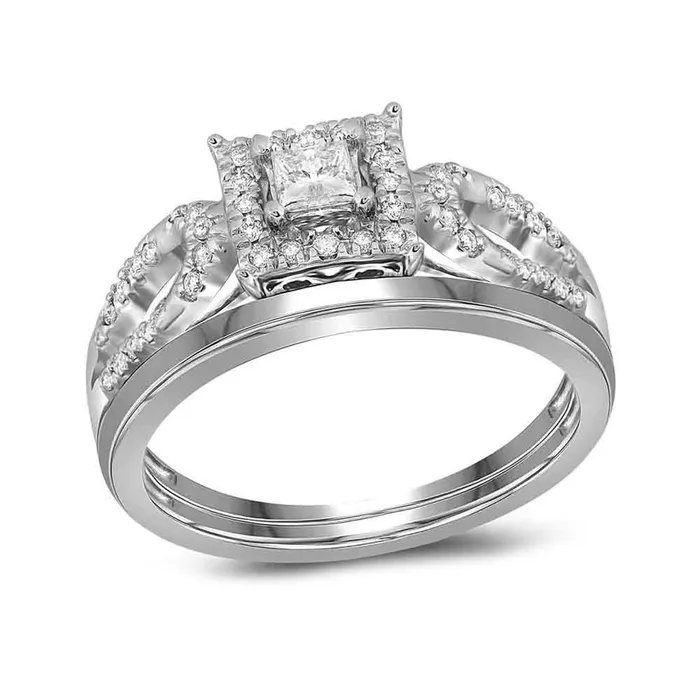 gndatlanta 14k White Gold Diamond Round Bridal Wedding Ring Set 14 Cttw Rings gndatlanta 14k White Gold Diamond Round Bridal Wedding Ring Set 14 Cttw Rings