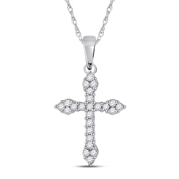 gndatlanta 14k White Gold Round Diamond Cross Crucifix Faith Pendant 14 Cttw Necklaces gndatlanta 14k White Gold Round Diamond Cross Crucifix Faith Pendant 14 Cttw Necklaces