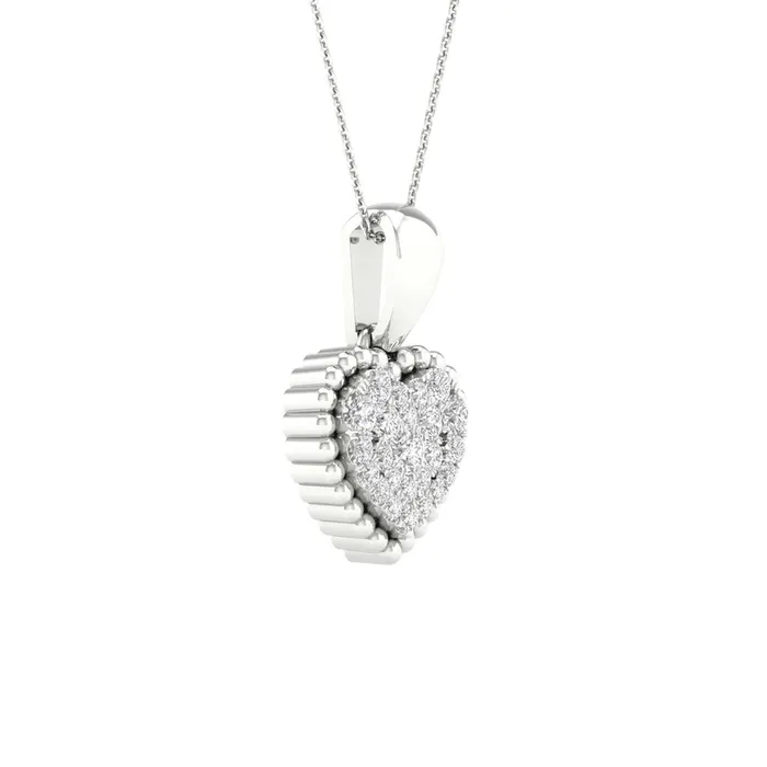 gndatlanta 14k White Gold Round Diamond Heart Pendant 18 Cttw Necklaces