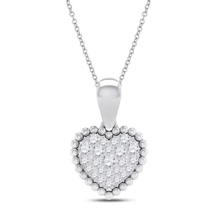 gndatlanta 14k White Gold Round Diamond Heart Pendant 18 Cttw Necklaces