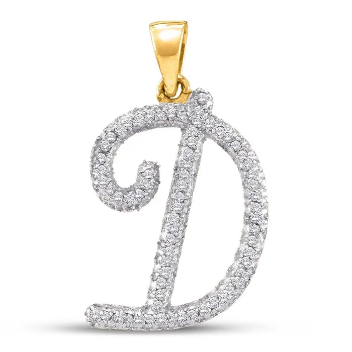 gndatlanta Necklaces 10k Yellow Gold Round Diamond Initial D Letter Pendant 16 Cttw gndatlanta Necklaces 10k Yellow Gold Round Diamond Initial D Letter Pendant 16 Cttw
