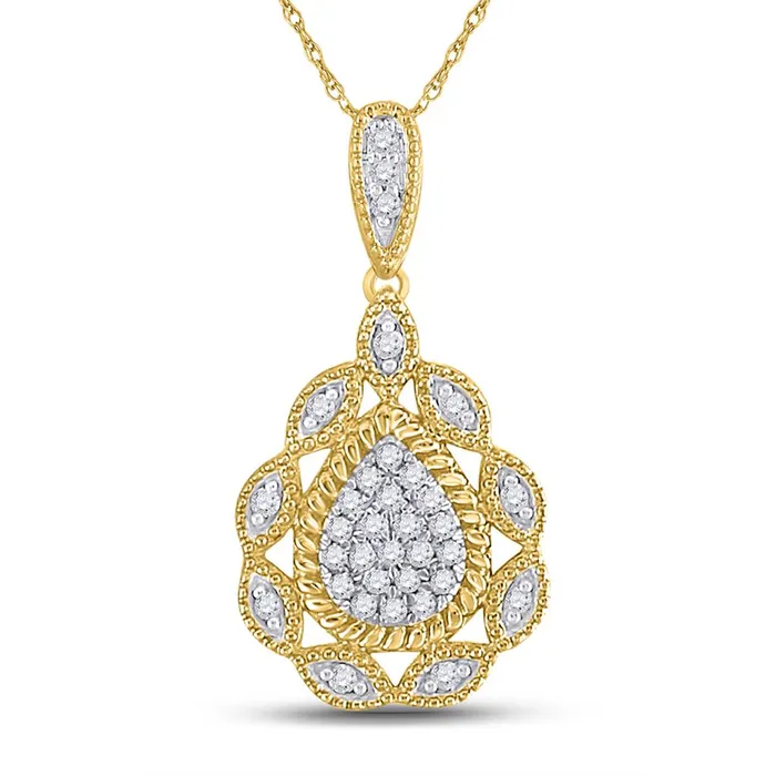 gndatlanta Necklaces 10k Yellow Gold Round Diamond Teardrop Pendant 18 Cttw gndatlanta Necklaces 10k Yellow Gold Round Diamond Teardrop Pendant 18 Cttw
