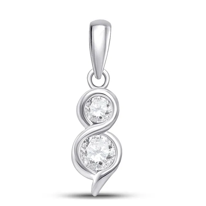 gndatlanta Necklaces 14k White Gold Round Diamond 2stone Pendant 14 Cttw gndatlanta Necklaces 14k White Gold Round Diamond 2stone Pendant 14 Cttw