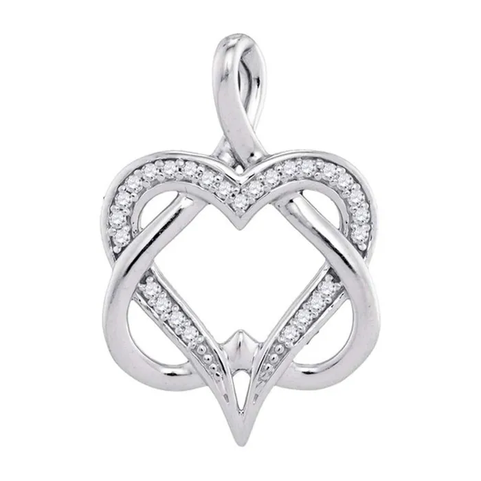 gndatlanta Necklaces 14k White Gold Round Diamond Double Heart Locked Pendant 110 Cttw gndatlanta Necklaces 14k White Gold Round Diamond Double Heart Locked Pendant 110 Cttw