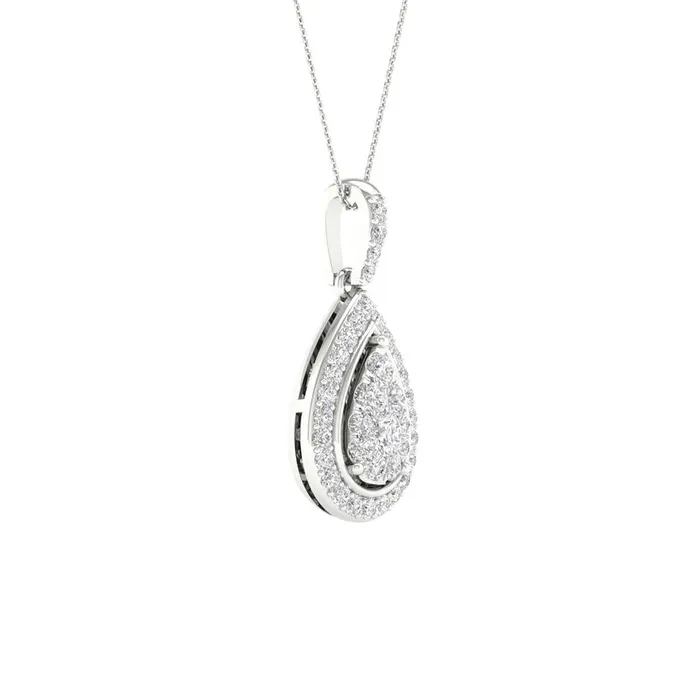 gndatlanta Necklaces 14k White Gold Round Diamond Teardrop Pendant 14 Cttw gndatlanta Necklaces 14k White Gold Round Diamond Teardrop Pendant 14 Cttw