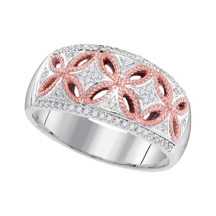 gndatlanta Rings 10k Twotone Gold Round Diamond Band Ring 15 Cttw