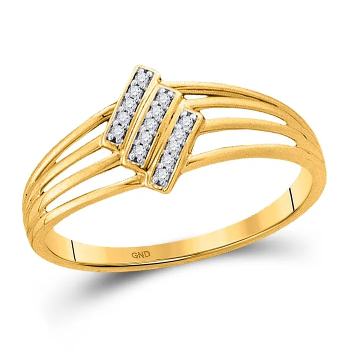 gndatlanta Rings 10k Yellow Gold Round Diamond Stripe Band Ring 120 Cttw