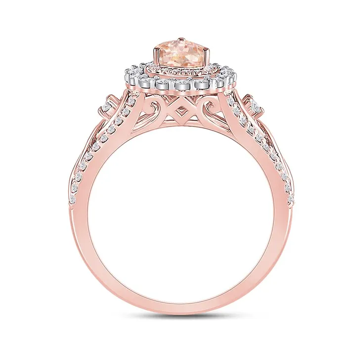 gndatlanta Rings 14k Rose Gold Pear Morganite Diamondaccent Solitaire Ring 12 Cttw