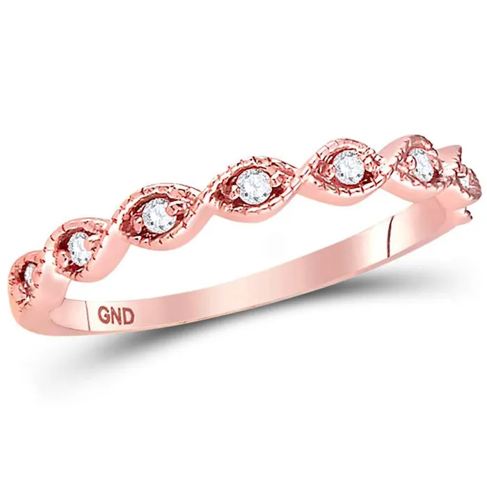 gndatlanta Rings 14k Rose Gold Round Diamond Classic Stackable Band Ring 110 Cttw gndatlanta Rings 14k Rose Gold Round Diamond Classic Stackable Band Ring 110 Cttw