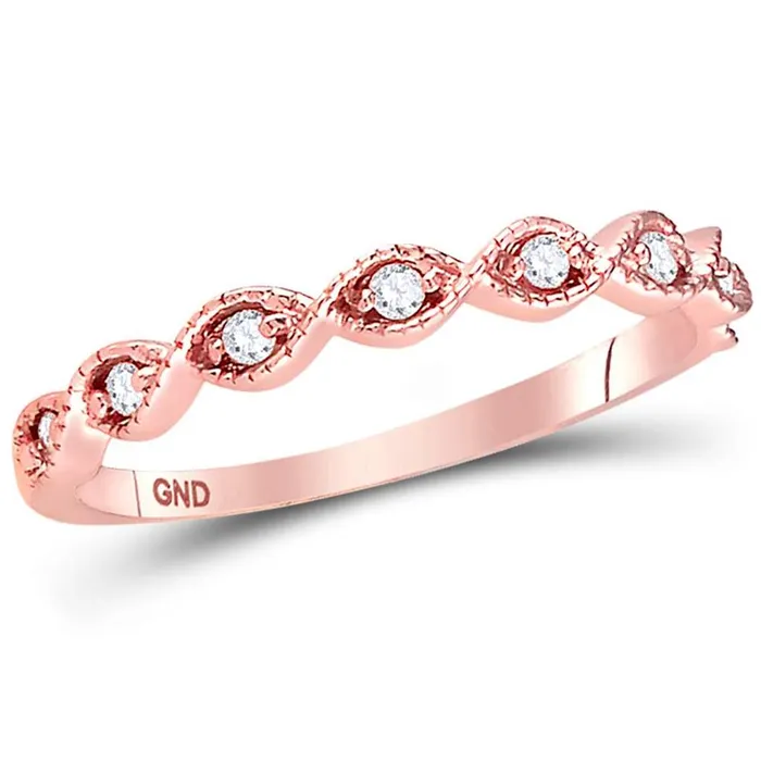 gndatlanta Rings 14k Rose Gold Round Diamond Classic Stackable Band Ring 110 Cttw