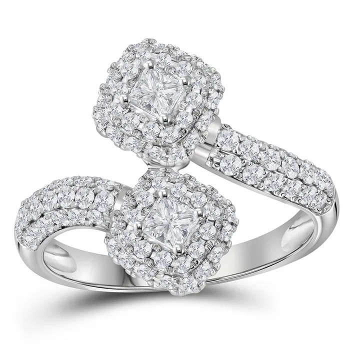 gndatlanta Rings 14k White Gold Princess Diamond 2stone Bridal Engagement Ring 12 Cttw Certified