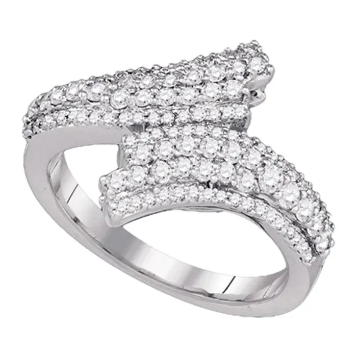 gndatlanta Rings 14k White Gold Round Diamond Bypass Band Ring 34 Cttw