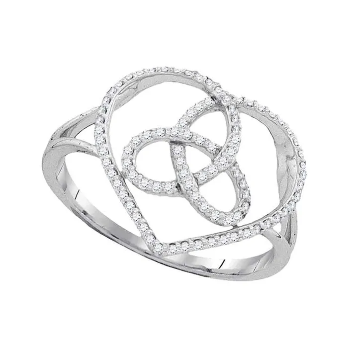 gndatlanta Rings 14k White Gold Round Diamond Heart Triquetra Trinity Ring 16 Cttw gndatlanta Rings 14k White Gold Round Diamond Heart Triquetra Trinity Ring 16 Cttw