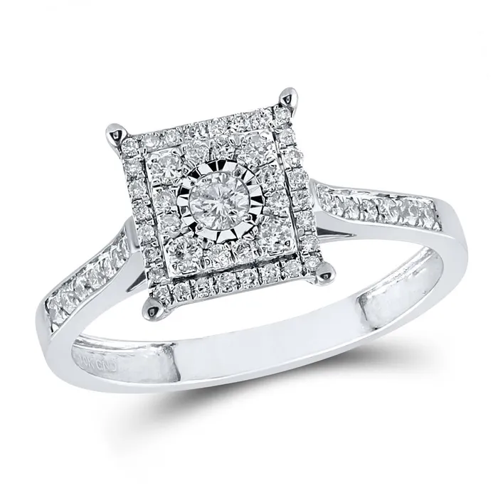 gndatlanta Rings 14k White Gold Round Diamond Square Ring 13 Cttw