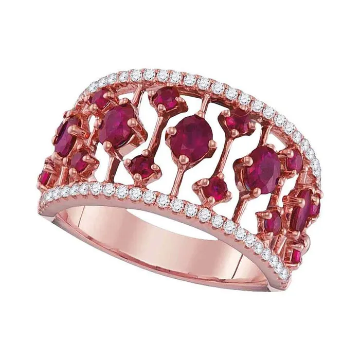 gndatlanta Rings 18k Rose Gold Round Ruby Diamond Fashion Ring 134 Cttw gndatlanta Rings 18k Rose Gold Round Ruby Diamond Fashion Ring 134 Cttw