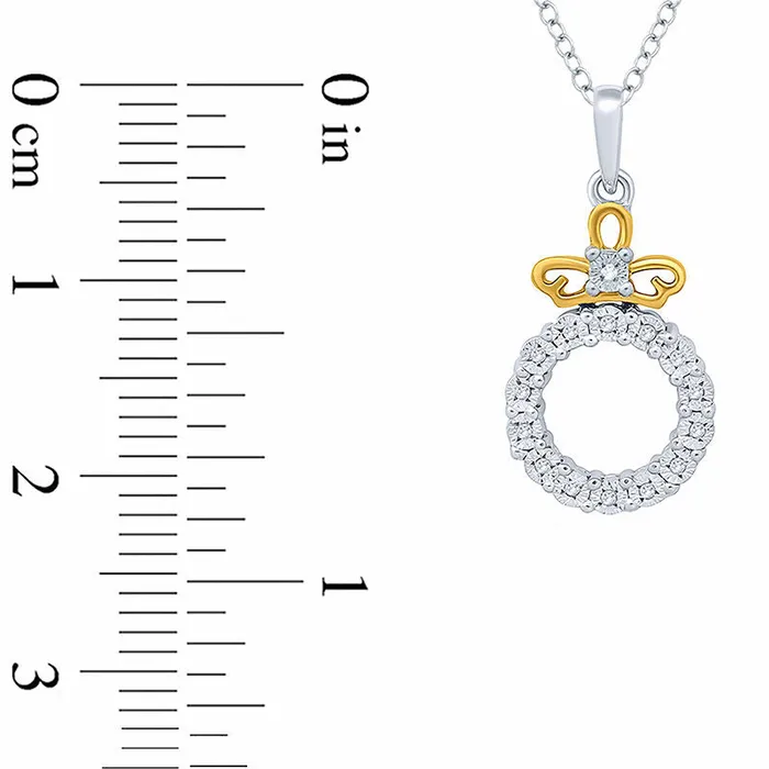 Goldia 005 CT TW Natural Diamond Ribbon and Open Circle Pendant in Sterling Silver with 14K Gold Plate Necklaces Goldia 005 CT TW Natural Diamond Ribbon and Open Circle Pendant in Sterling Silver with 14K Gold Plate Necklaces