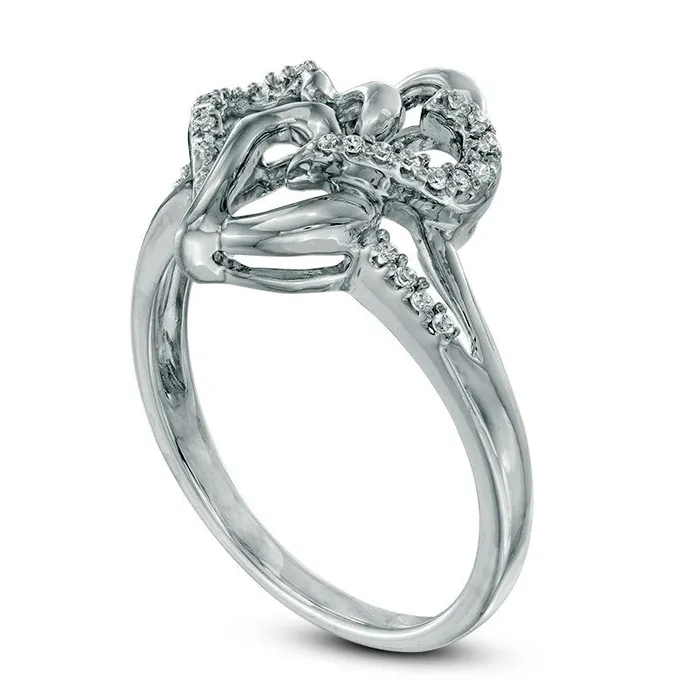 Goldia 010 CT TW Natural Diamond Three Heart Split Shank Ring in Sterling Silver Rings Goldia 010 CT TW Natural Diamond Three Heart Split Shank Ring in Sterling Silver Rings