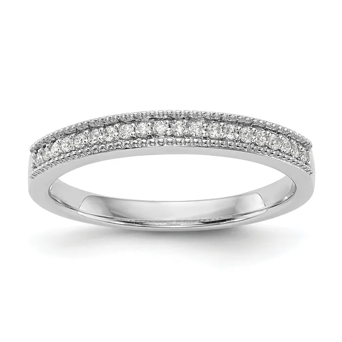 Goldia 012ct CZ Solid Real 14k White Gold Wedding Wedding Band Ring Rings