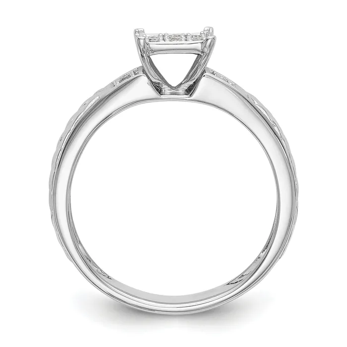Goldia 017ct CZ Solid Real 14K White Gold Trio Cluster Engagement Ring Rings