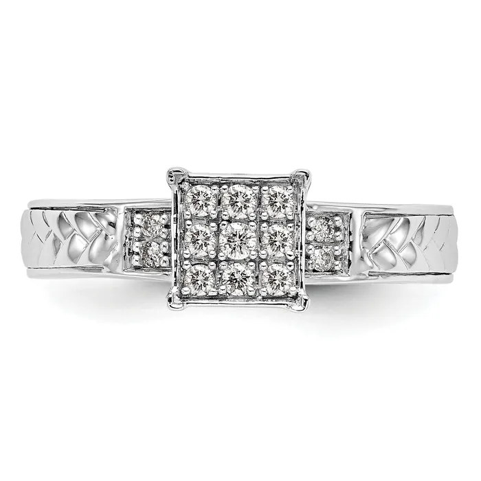 Goldia 017ct CZ Solid Real 14K White Gold Trio Cluster Engagement Ring Rings