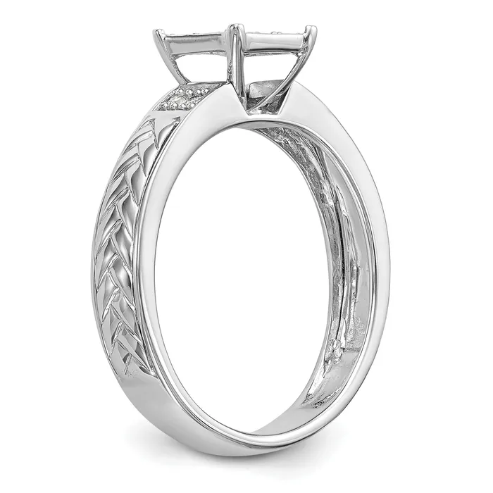 Goldia 017ct CZ Solid Real 14K White Gold Trio Cluster Engagement Ring Rings