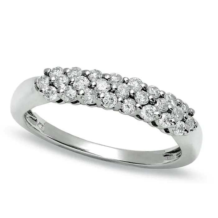 Goldia 050 CT TW Natural Diamond Anniversary Band in Solid 14K White Gold Rings
