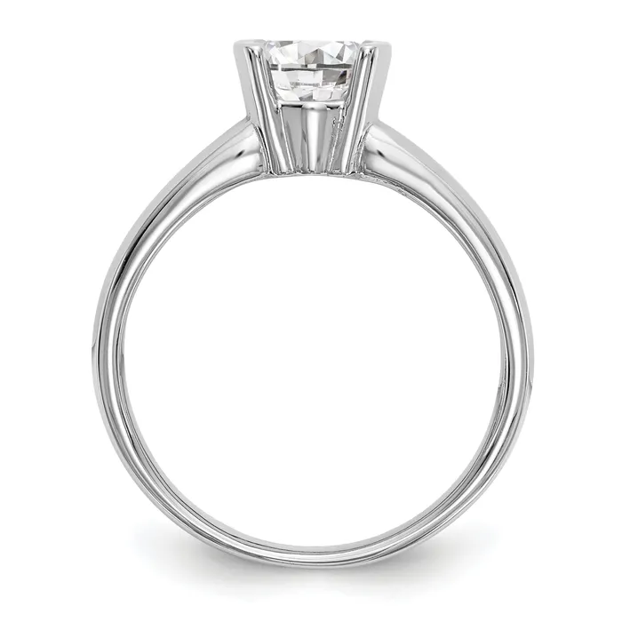 Goldia 050ct CZ Solid Real 14K White Gold Round Bezel Solitaire Engagement Ring Rings