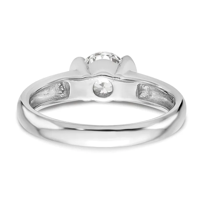 Goldia 050ct CZ Solid Real 14K White Gold Round Bezel Solitaire Engagement Ring Rings