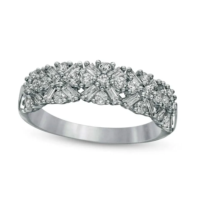 Goldia 063 CT TW Baguette and Round Natural Diamond Anniversary Band in Solid 10K White Gold Rings Goldia 063 CT TW Baguette and Round Natural Diamond Anniversary Band in Solid 10K White Gold Rings