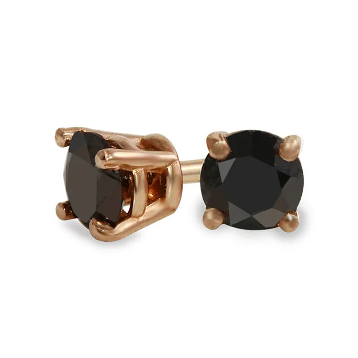 Goldia 063 CT TW Enhanced Black Diamond Solitaire Stud Earrings in 14K Rose Gold Earrings Goldia 063 CT TW Enhanced Black Diamond Solitaire Stud Earrings in 14K Rose Gold Earrings