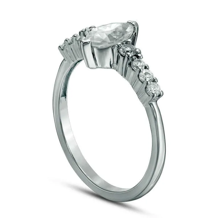 Goldia 075 CT TW Marquise Natural Diamond Engagement Ring in Solid 10K White Gold Rings