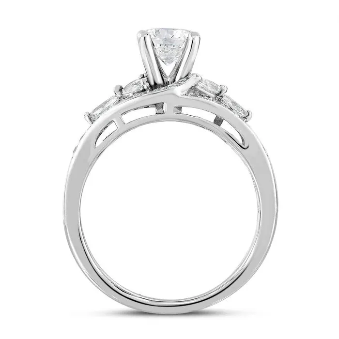 Goldia 15 CT TW Natural Diamond TriSides Bypass Engagement Ring in Solid 14K White Gold Rings Goldia 15 CT TW Natural Diamond TriSides Bypass Engagement Ring in Solid 14K White Gold Rings