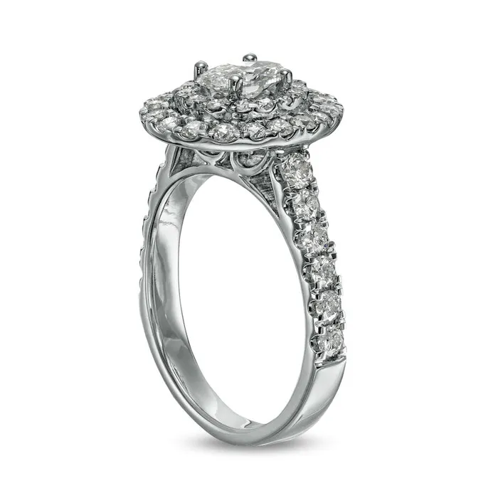 Goldia 15 CT TW Oval Natural Diamond Double Frame Engagement Ring in Solid 14K White Gold ISI2 Rings Goldia 15 CT TW Oval Natural Diamond Double Frame Engagement Ring in Solid 14K White Gold ISI2 Rings