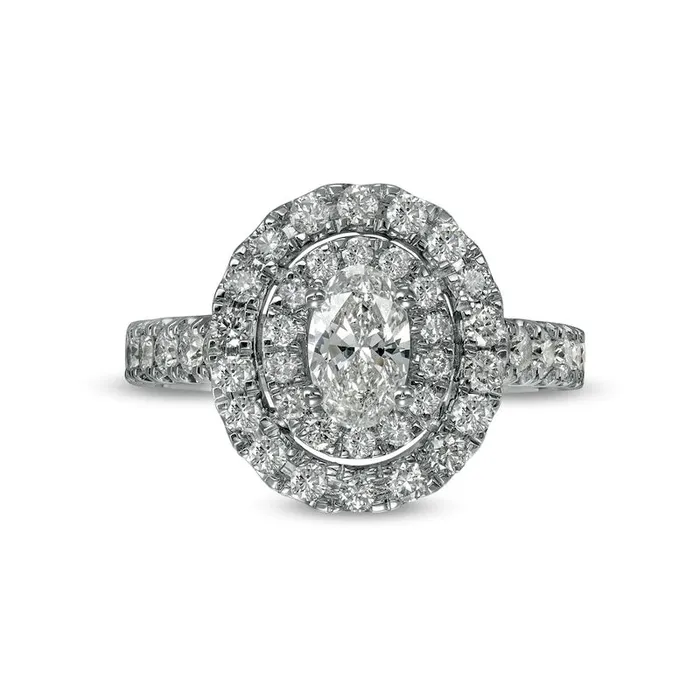 Goldia 15 CT TW Oval Natural Diamond Double Frame Engagement Ring in Solid 14K White Gold ISI2 Rings Goldia 15 CT TW Oval Natural Diamond Double Frame Engagement Ring in Solid 14K White Gold ISI2 Rings
