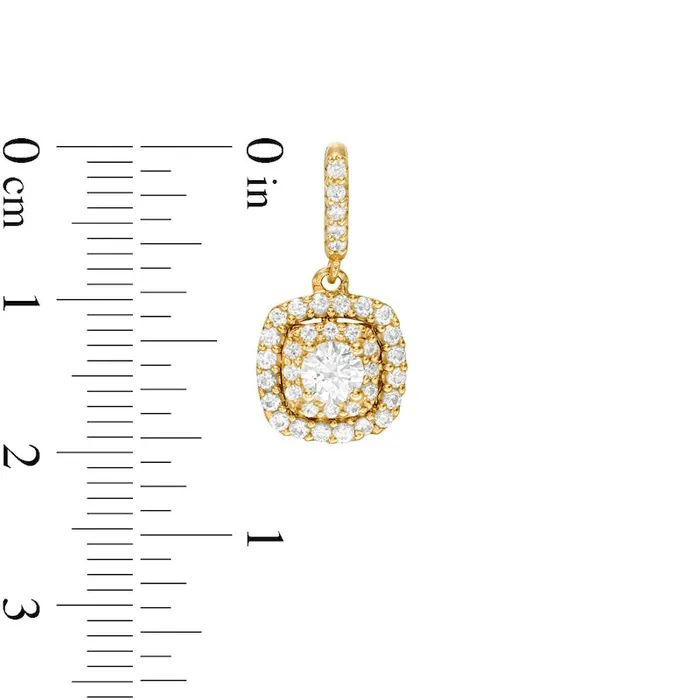Goldia 1 CT TW Diamond Double Cushion Frame Drop Earrings in 14K Gold Earrings
