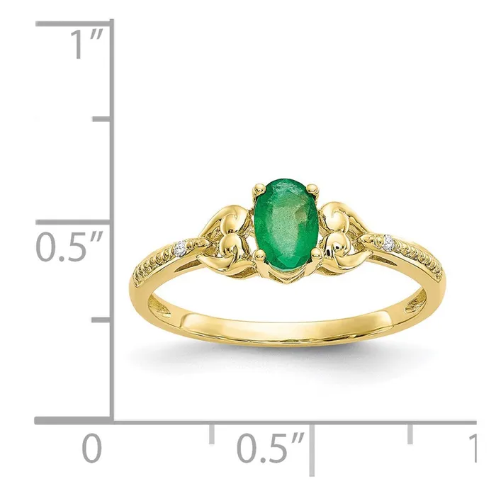 Goldia 10K Yellow Gold Emerald and Real Diamond Ring Rings