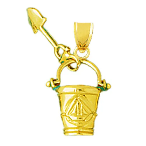 Goldia 14K Gold 3D Pail and Shovel Charm Charm Necklaces