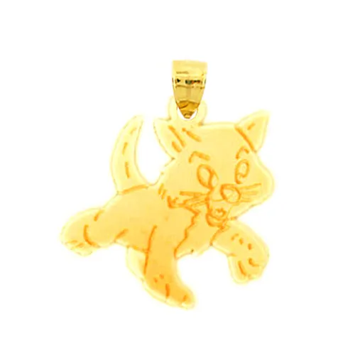Goldia 14K Gold Animated Kitten Charm Charm Necklaces