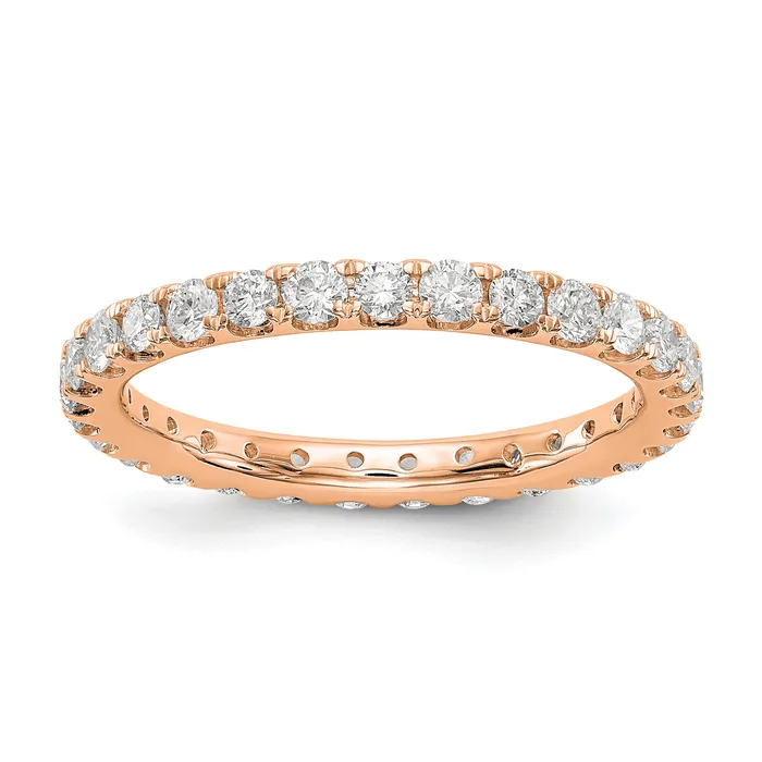 Goldia 14k Rose Gold 1 Ct Lab Grown Diamond VSSI G Shared Prong Eternity Band Ring Rings