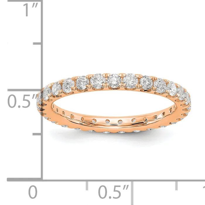 Goldia 14k Rose Gold 1 Ct Lab Grown Diamond VSSI G Shared Prong Eternity Band Ring Rings