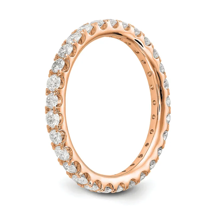 Goldia 14k Rose Gold 1 Ct Lab Grown Diamond VSSI G Shared Prong Eternity Band Ring Rings