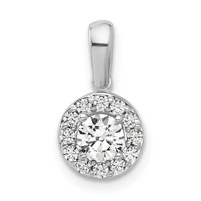 Goldia 14k White Gold 12 Ct Lab Grown Diamond VSSI G Round Halo Pendant Necklaces Goldia 14k White Gold 12 Ct Lab Grown Diamond VSSI G Round Halo Pendant Necklaces