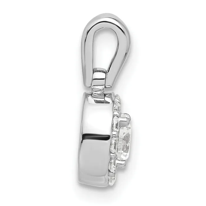 Goldia 14k White Gold 12 Ct Lab Grown Diamond VSSI G Round Halo Pendant Necklaces