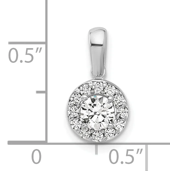 Goldia 14k White Gold 12 Ct Lab Grown Diamond VSSI G Round Halo Pendant Necklaces