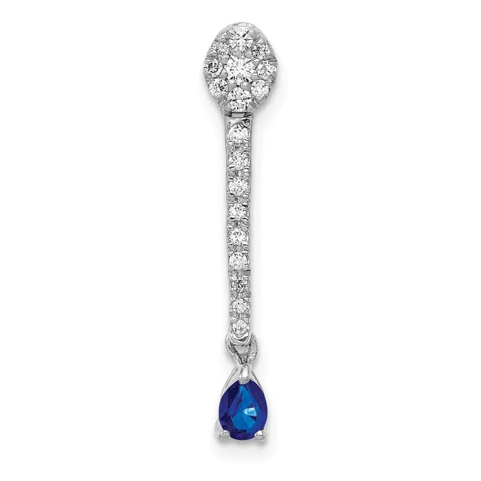 Goldia 14k White Gold 13ct Real Diamond and Sapphire Fancy Pendant Necklaces
