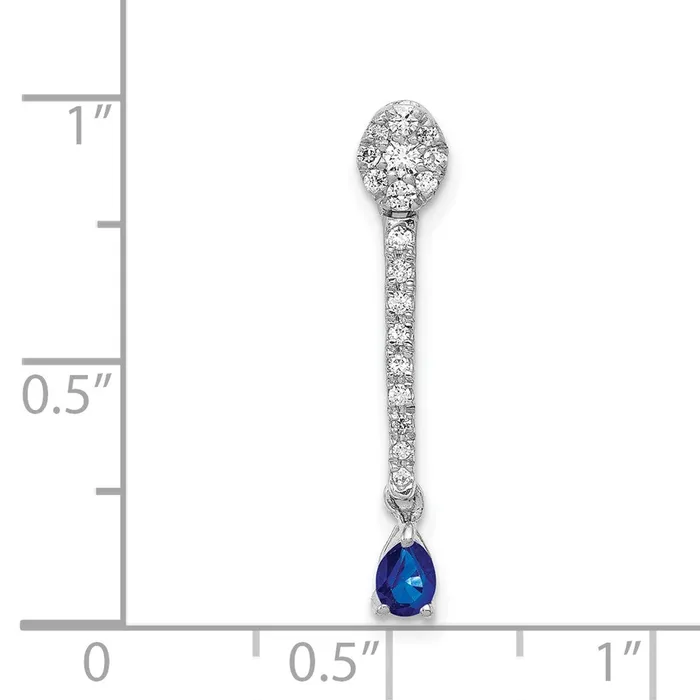 Goldia 14k White Gold 13ct Real Diamond and Sapphire Fancy Pendant Necklaces