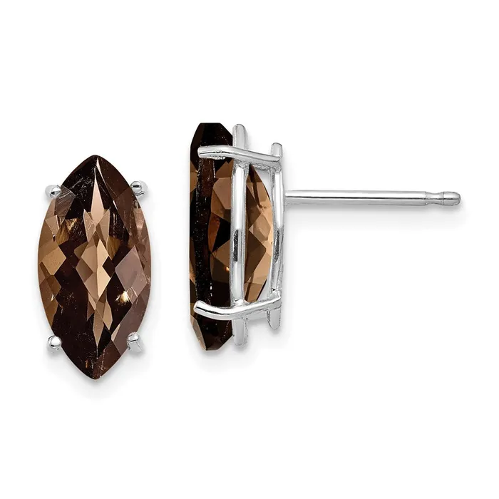 Goldia 14k White Gold 10x8mm Marquise CheckerCut Smok Yellow Gold Quartz Earring Earrings Goldia 14k White Gold 10x8mm Marquise CheckerCut Smok Yellow Gold Quartz Earring Earrings