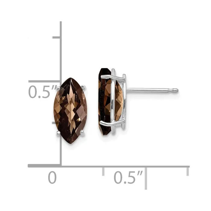 Goldia 14k White Gold 10x8mm Marquise CheckerCut Smok Yellow Gold Quartz Earring Earrings