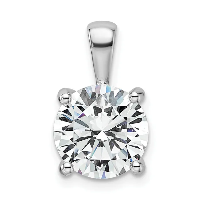 Goldia 14k White Gold 4 Ct Certified Lab Grown Diamond VSSI G Round Four Prong Pendant Necklaces Goldia 14k White Gold 4 Ct Certified Lab Grown Diamond VSSI G Round Four Prong Pendant Necklaces