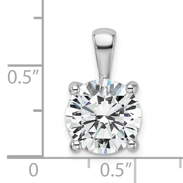 Goldia 14k White Gold 4 Ct Certified Lab Grown Diamond VSSI G Round Four Prong Pendant Necklaces